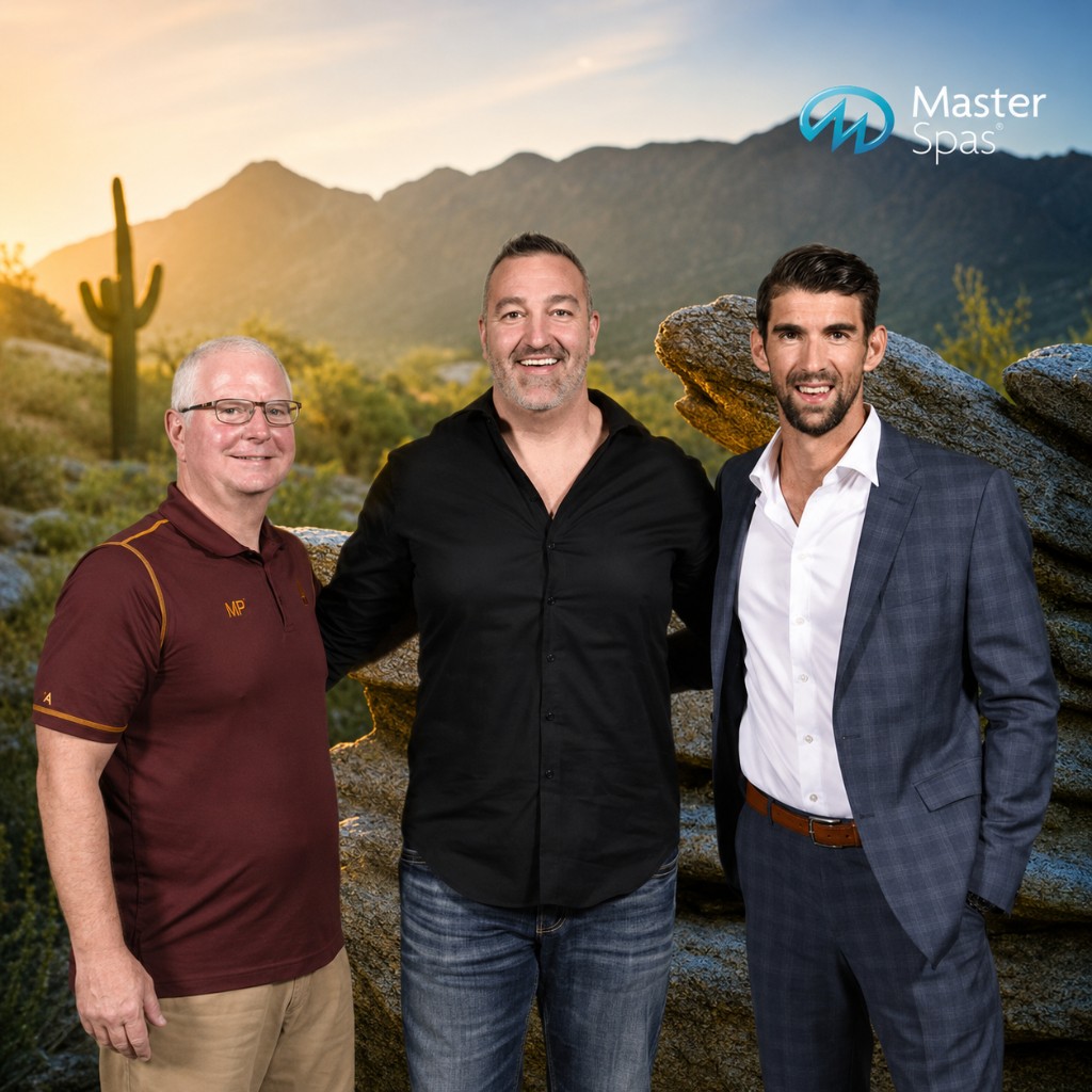 Michael Phelps with Master Spas at a desert event